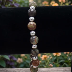 Jasper and silver bracelet