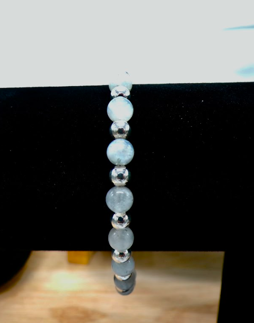 Aquamarine and silver bracelet
