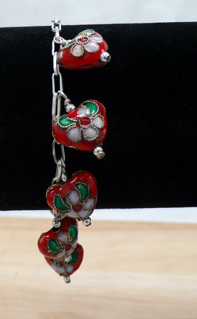Heart bracelet Cloisonne bead