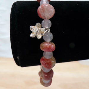 Watermelon Tourmaline and Montana Agate with a Mandala